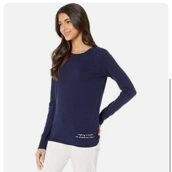 Lilly Pulitzer Navy Blue Dinah Sweater Anything is possible with sunshine S - Picture 3 of 11